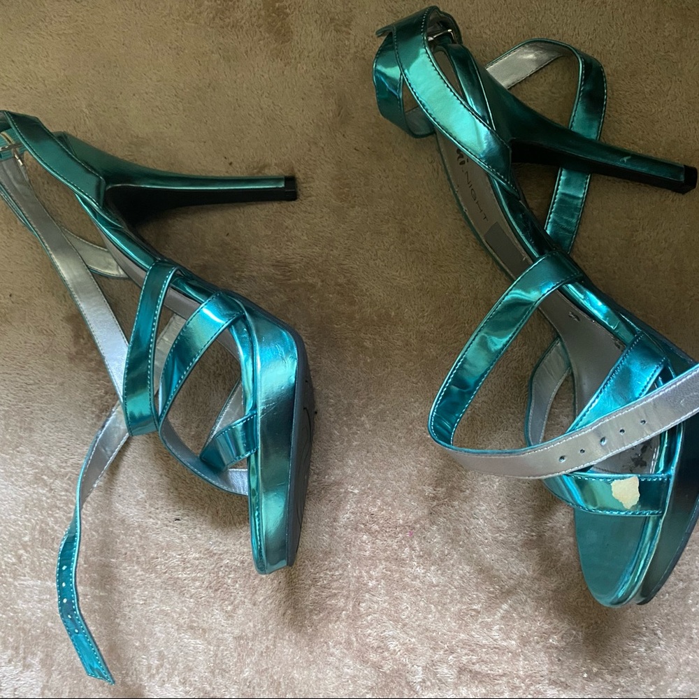 These are blue heels. A great statement piece